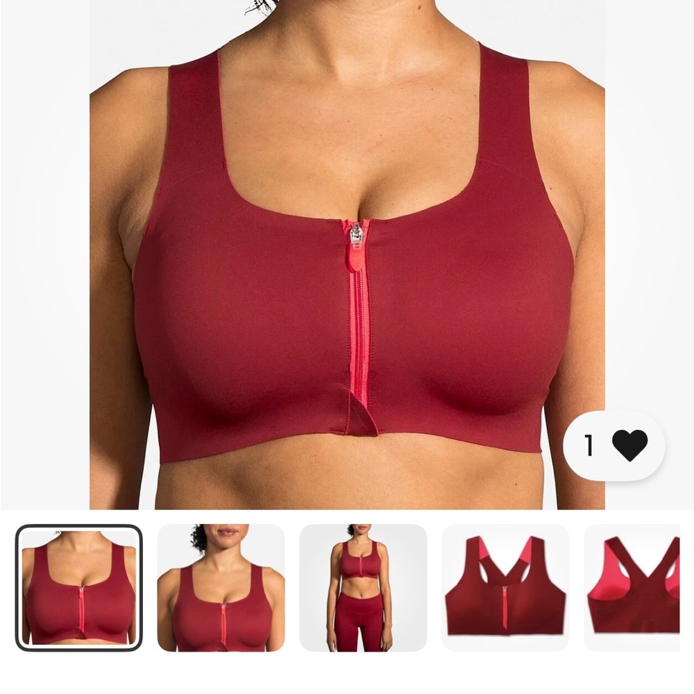 Brooks Women's Bold Red Zip Front Sports Bra
